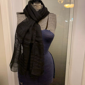 Women's Unbranded Black Sheer Striped Scarf One Size